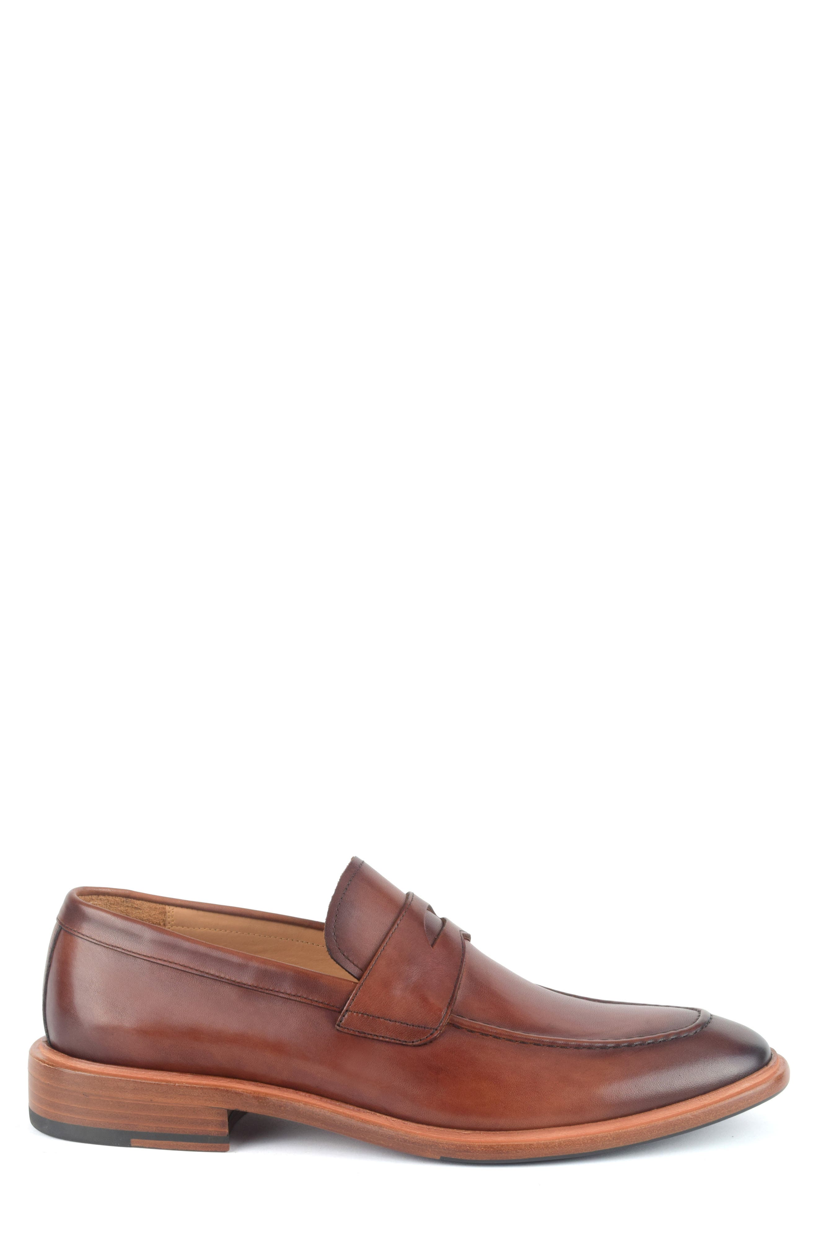 Savoy Apron Toe Penny Loafer, Alternate, color, COGNAC