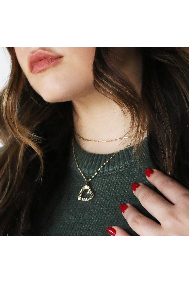 Gold Woven Open Heart Necklace, Alternate, color, Yellow Gold