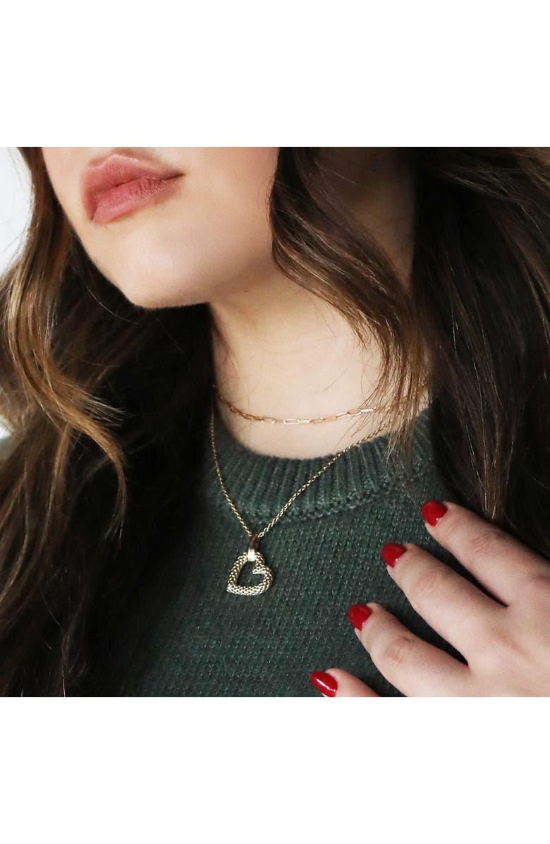 The Lovery Fine Jewelry Gold Woven Open Heart Necklace, Alternate, color, Yellow Gold