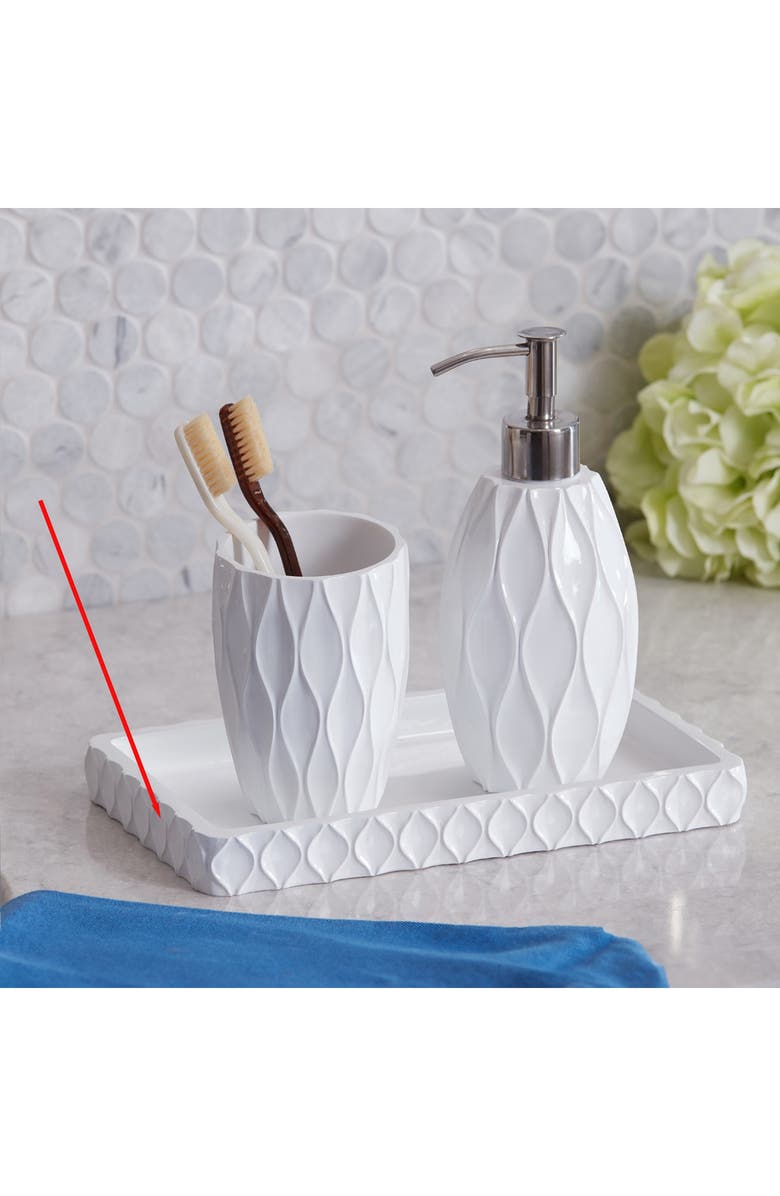 ROSELLI TRADING COMPANY Wave Bathroom Amenity Tray, Alternate, color, White Resin