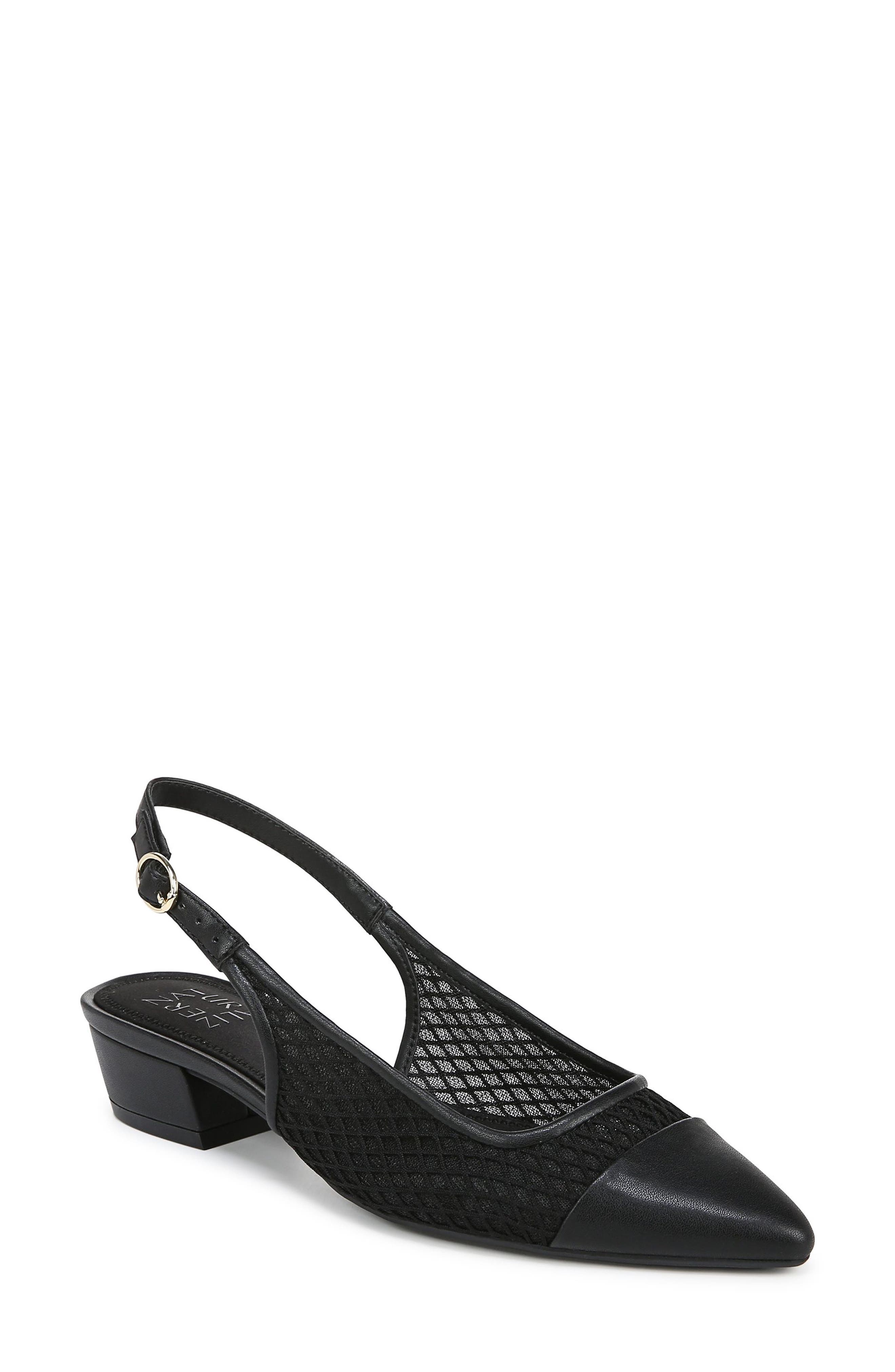 Banks Slingback Pump, Main, color, BLACK LEATHER AND MESH