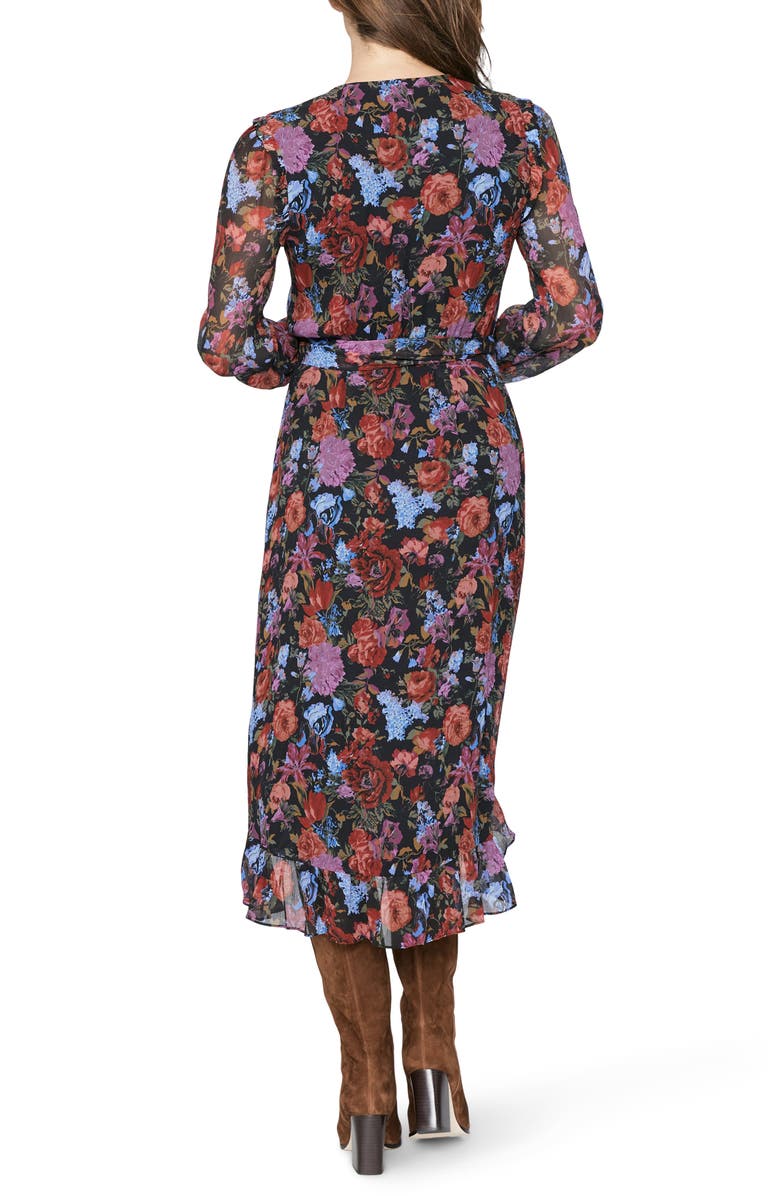 PAIGE Paulette Floral Long Sleeve Silk Midi Dress, Alternate, color,
