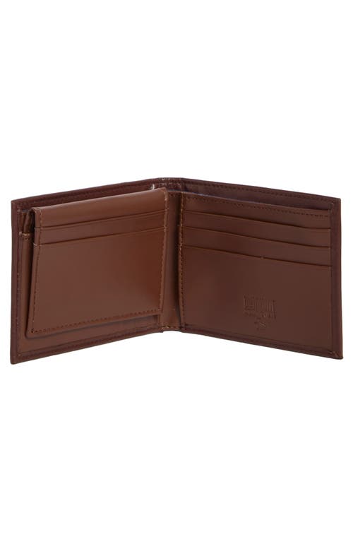 Original Penguin Stitch Crease Leather Bifold Wallet In Brown