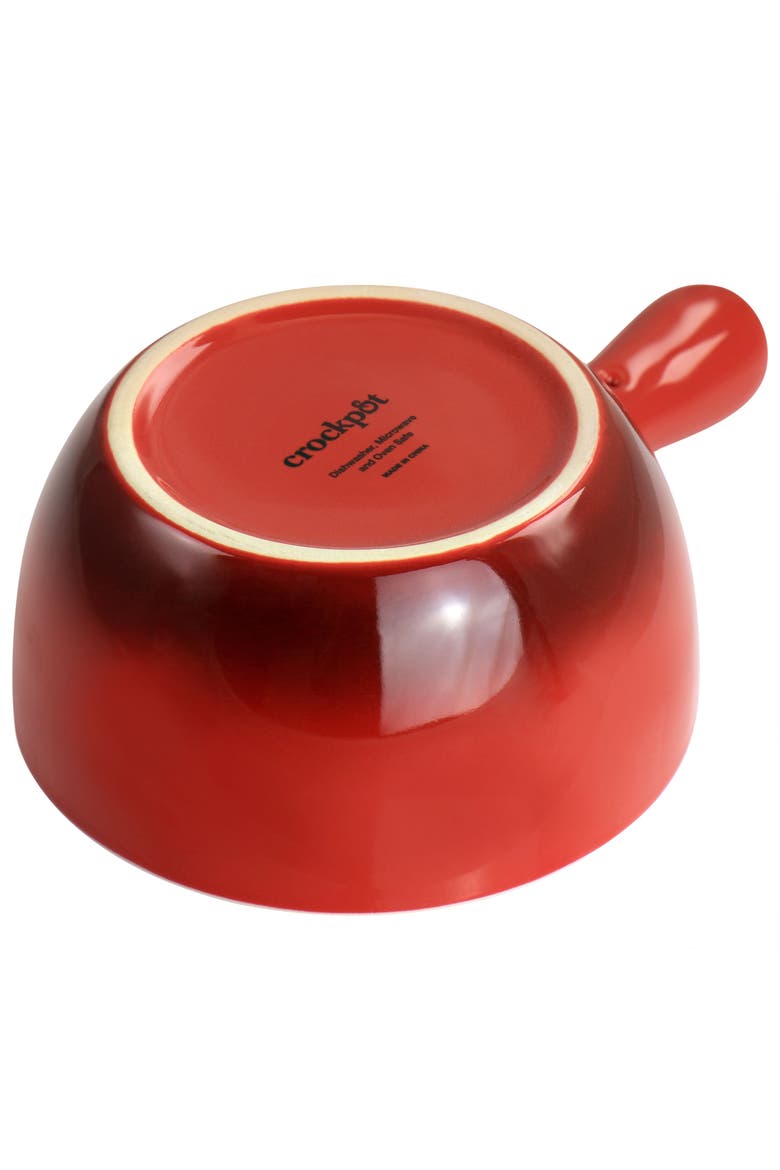 2 Piece Stoneware 22oz Soup Bowl Set with Long Handle, Alternate, color, Red