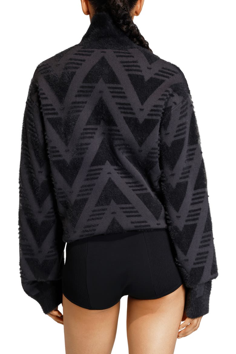 Chevron Knit Half Zip Pullover Sweater, Alternate, color, BLACK
