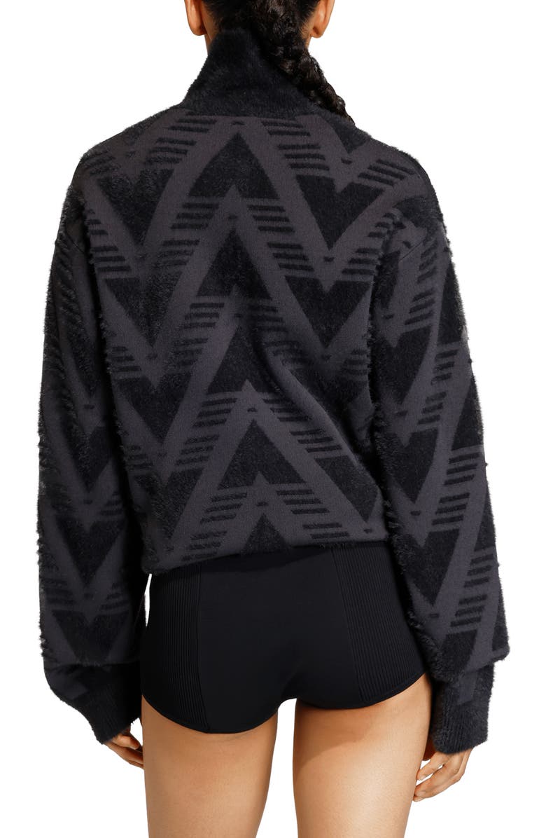 adidas Chevron Knit Half Zip Pullover Sweater, Alternate, color, Black