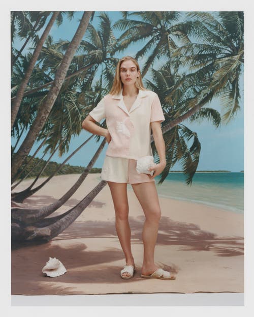 Tombolo 'conched Out' Mini Shorts In Cream/pink