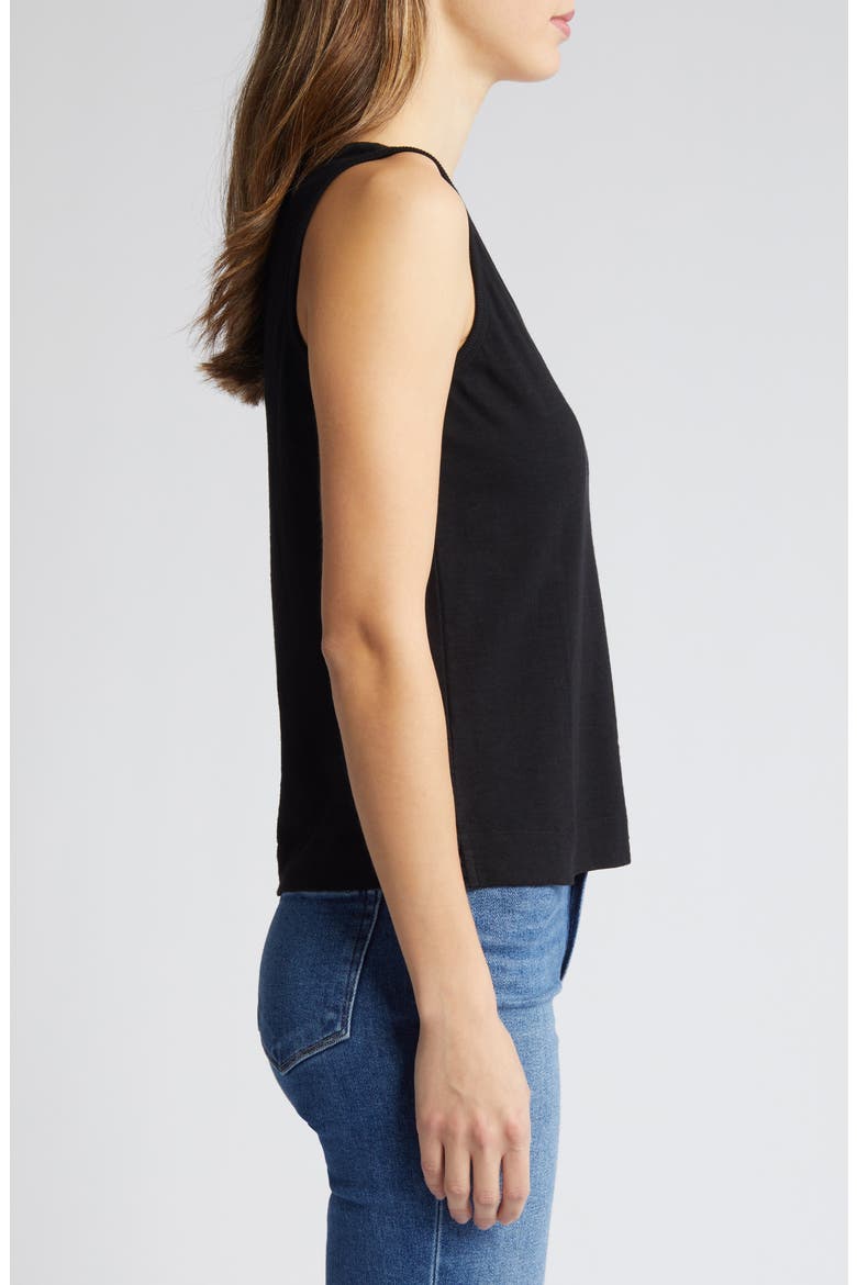 Notched Sleeveless Tank (Nordstrom Exclusive), Alternate, color, BLACK