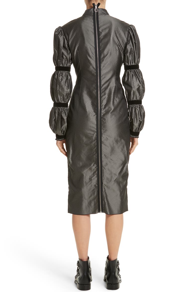 Alien Goddess Embellished Silk Dress, Alternate, color, SILVER
