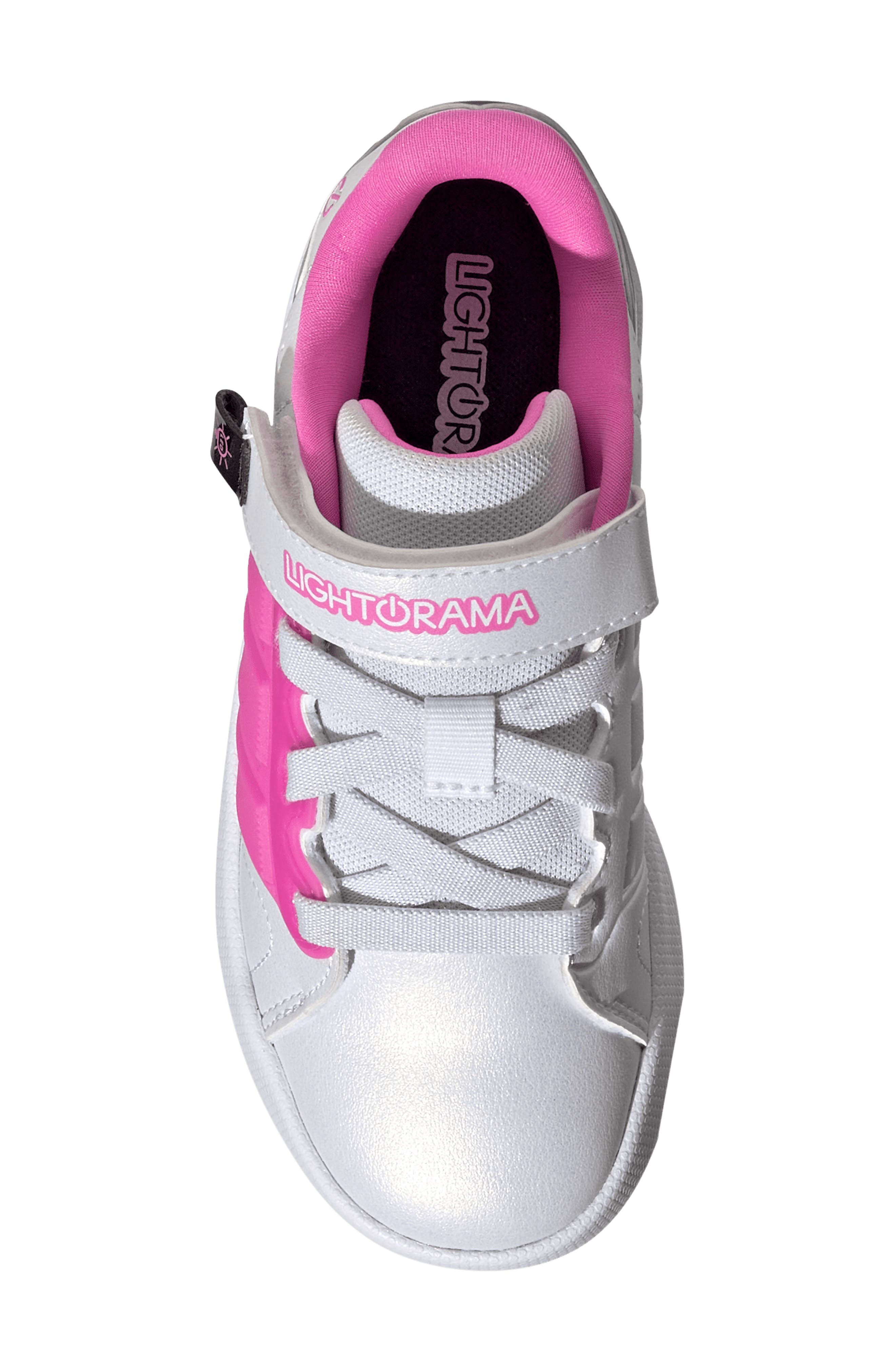 Kids' Lightorama Court Sneaker, Alternate, color, WHITE/ LUCID PINK/ SILVER