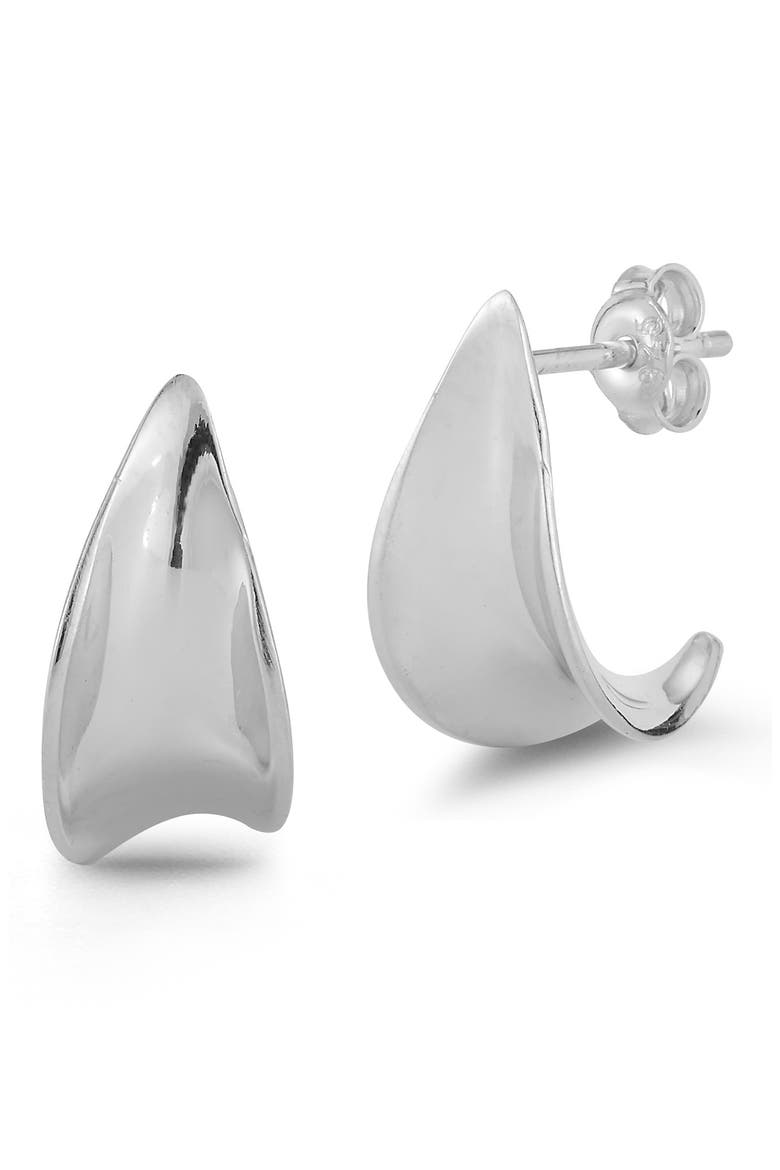 Concave Hoop Earrings, Main, color, SILVER