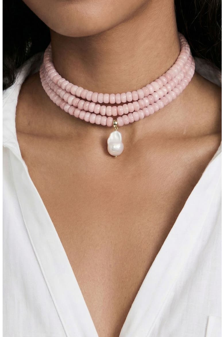 Marina Layers Beaded Necklace, Alternate, color, ROSE QUARTZ