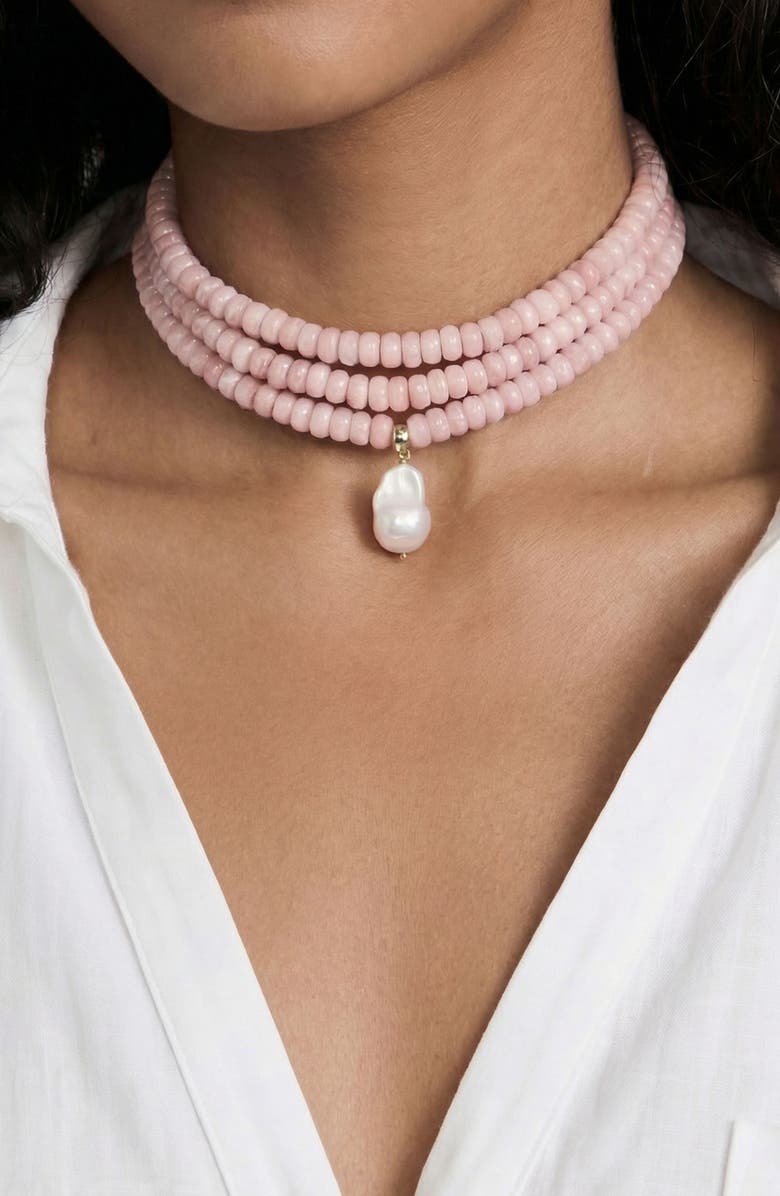 Ettika Marina Layers Beaded Necklace, Alternate, color, Rose Quartz