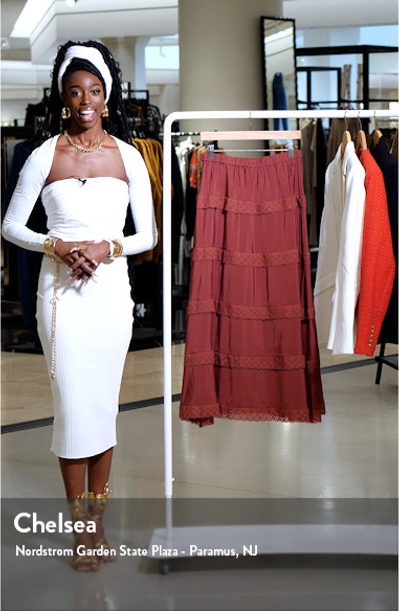 Eyelet Trim Tiered Cotton Blend Maxi Skirt, sales video thumbnail