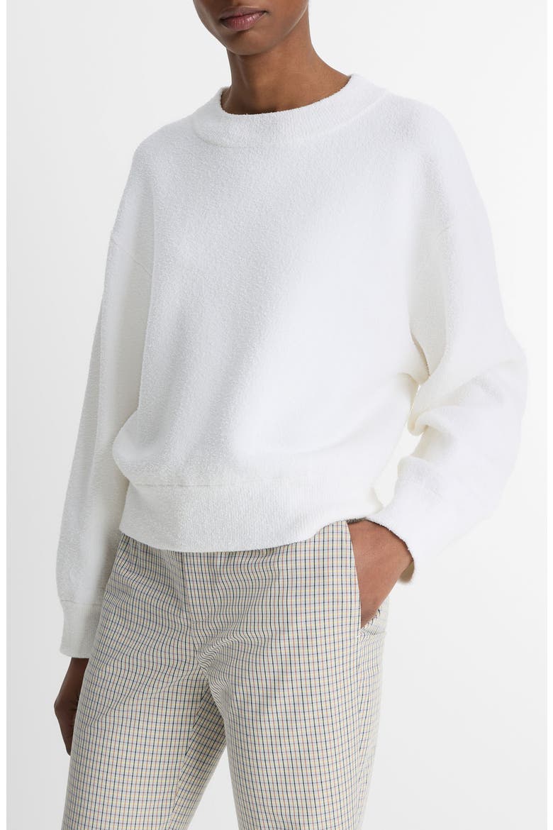 Bouclé Crewneck Sweater, Alternate, color, OPTIC WHITE