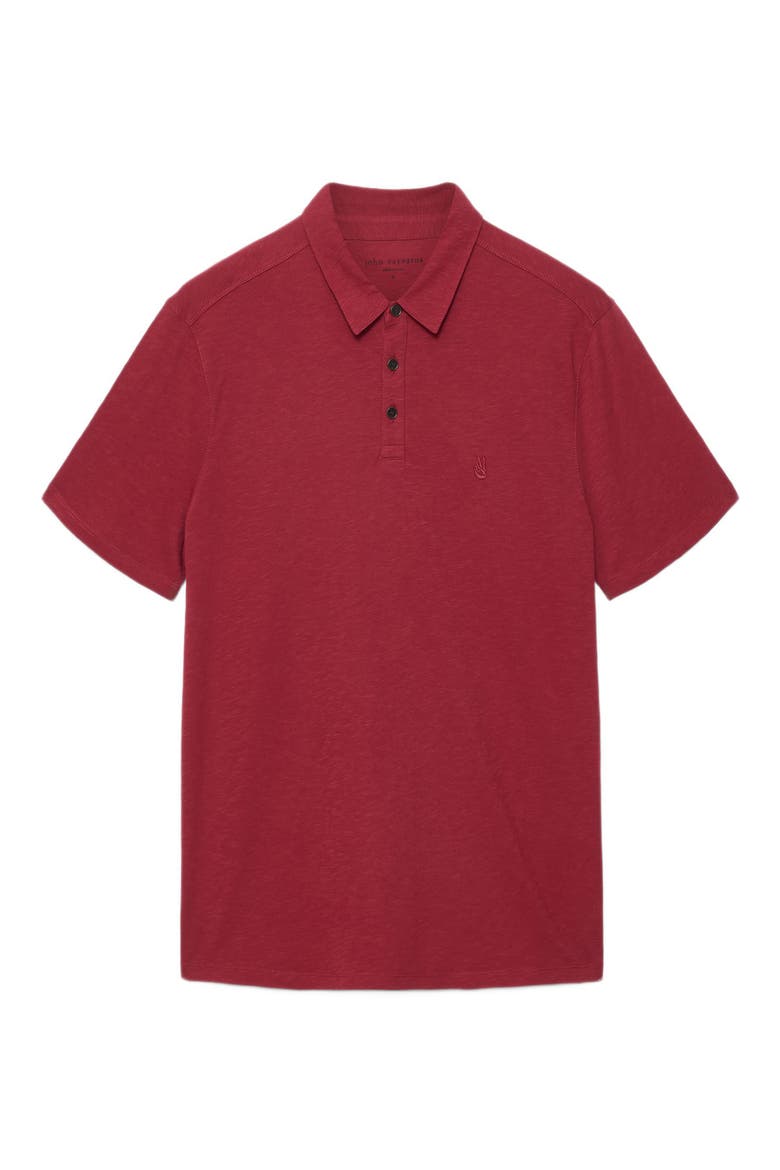 Victor Embroidered Peace Sign Organic Cotton Slub Polo, Main, color, CRANBERRY