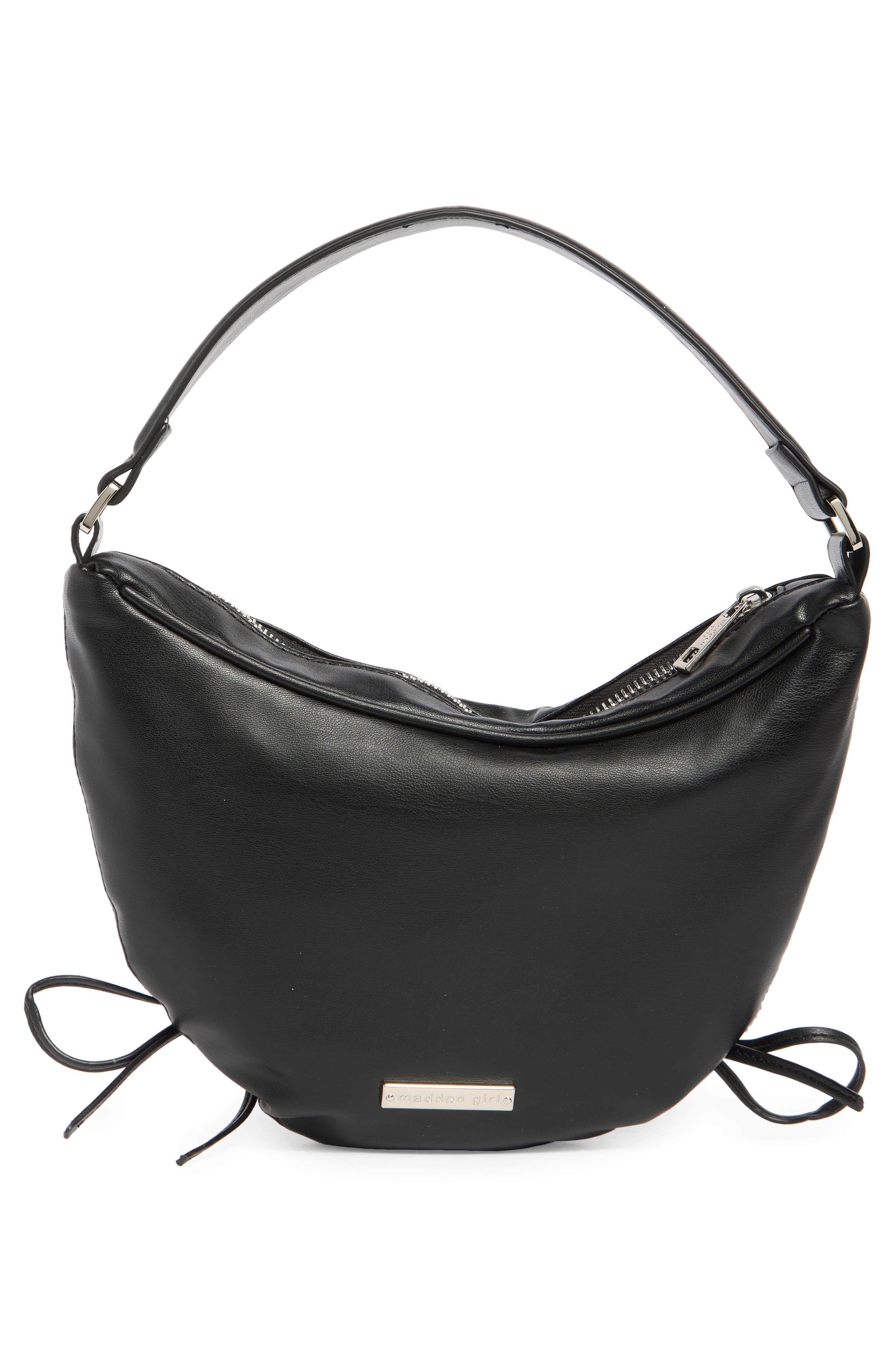 Madden Girl Soft Crescent Shoulder Bag, Alternate, color, Black