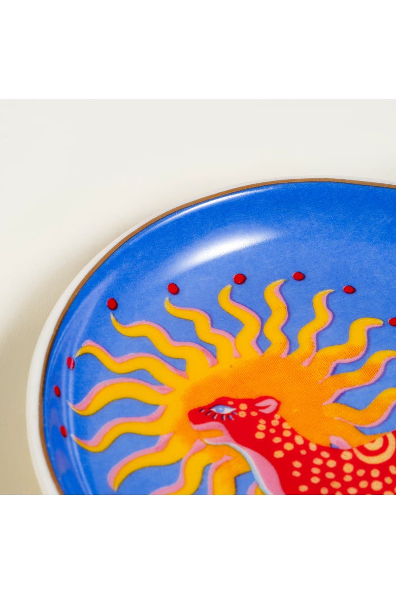Porcelain Plate 6 Pcs Set, Alternate, color, Red-Pink-Blue