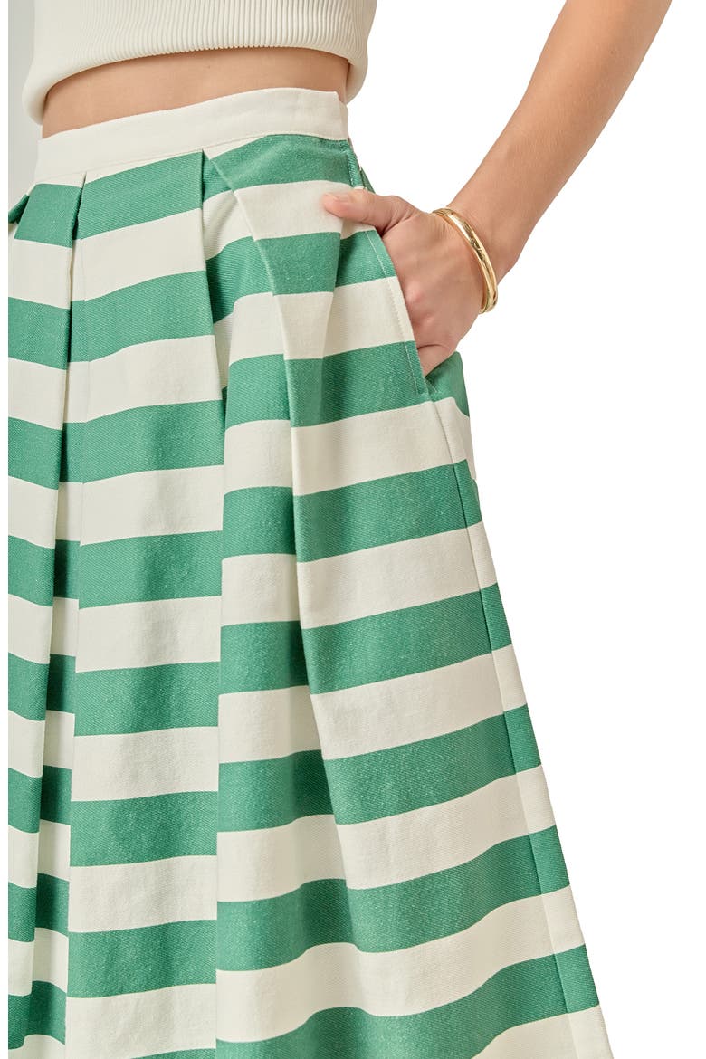Bold Stripe Cotton Midi Skirt, Alternate, color, GREEN/ WHITE