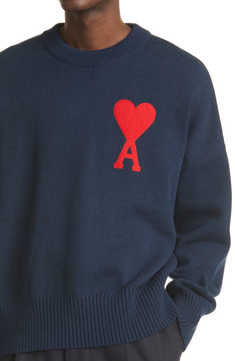 AMI Alexandre Mattiussi Ami de Coeur Oversize Logo Sweater, Alternate, color, 