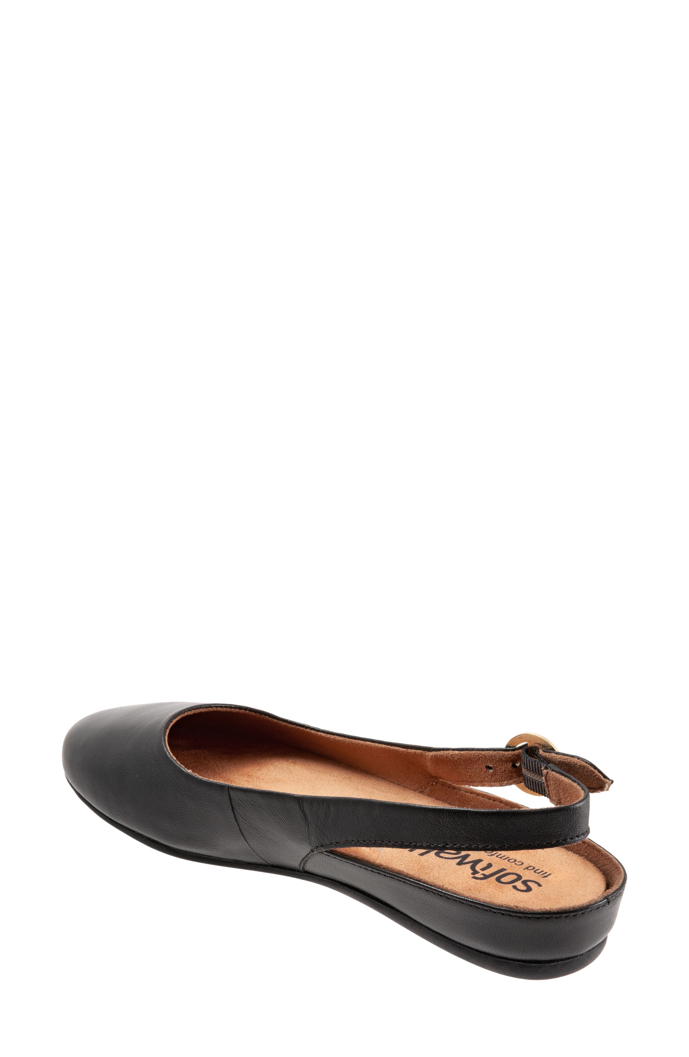 SoftWalk<sup>®</sup> Sandy Slingback Flat Sandal, Alternate, color, Black Nappa Leather