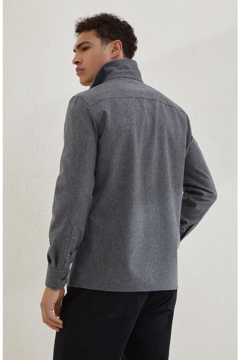 Virgin wool flannel overshirt, Alternate, color, Dark Grey