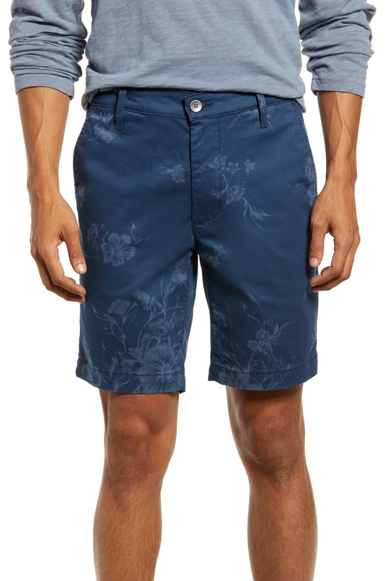 Men's Wanderer Floral Flat Front Shorts, Main, color, BOTANICAL FLOWER RIO BLUE
