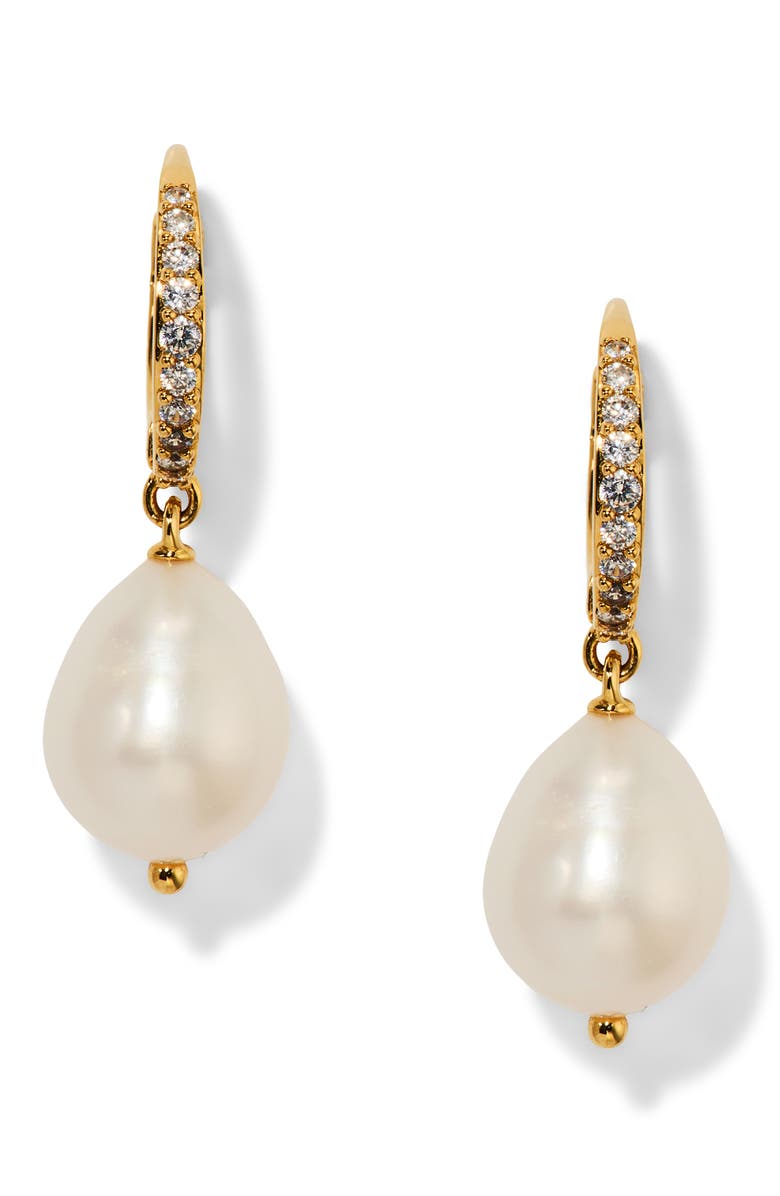 Nadri Madrid Freshwater Pearl Double Drop Earrings, Main, color, Gold