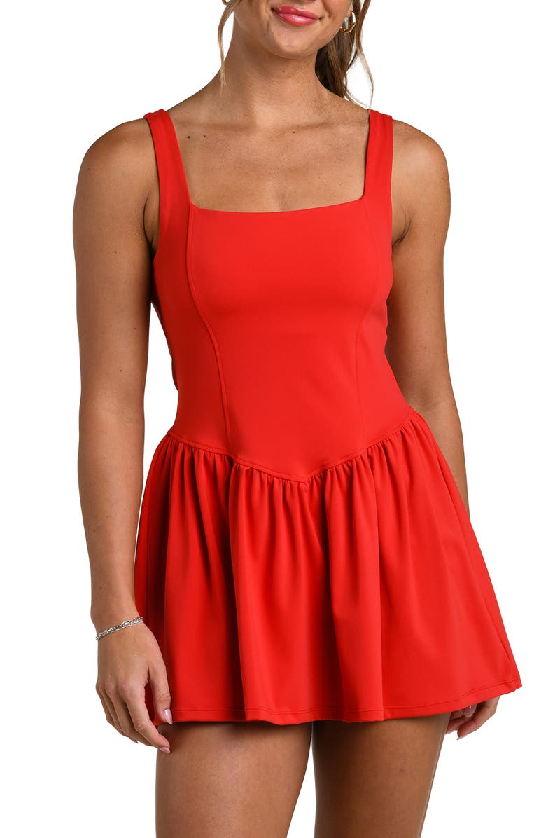 La Blanca Athletic Square Neck Minidress, Alternate, color, Ruby