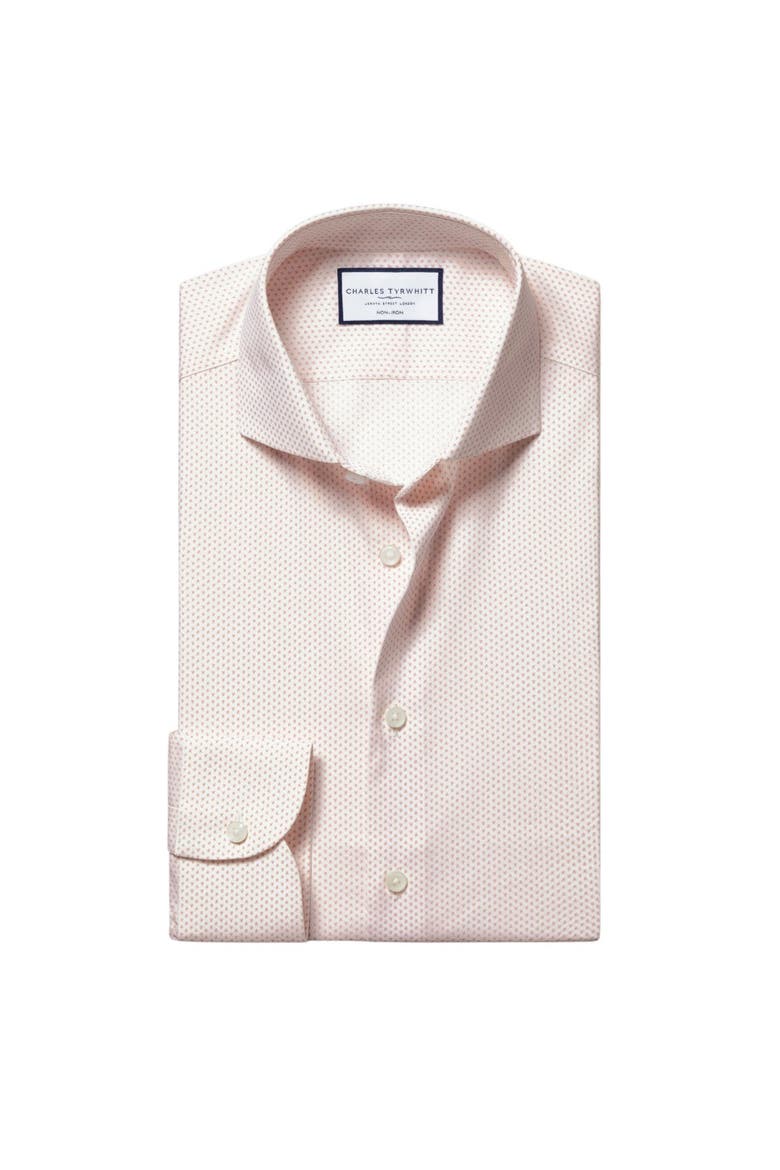 Geo Print Non-Iron Stretch Twill Shirt, Alternate, color, White