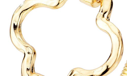 Adornia Gold Plated Hammered Clover Open Cuff Bracelet In Gold