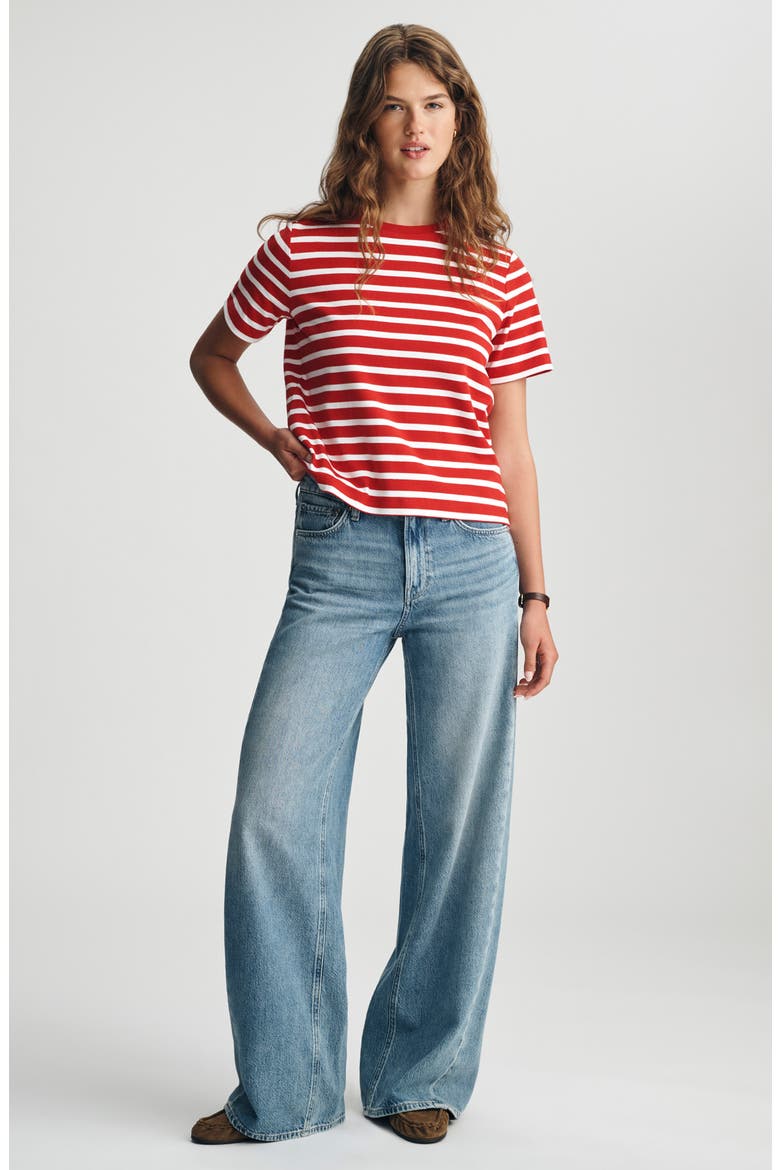 Audrey Stripe Cotton Interlock T-Shirt, Alternate, color, RED STRIPED
