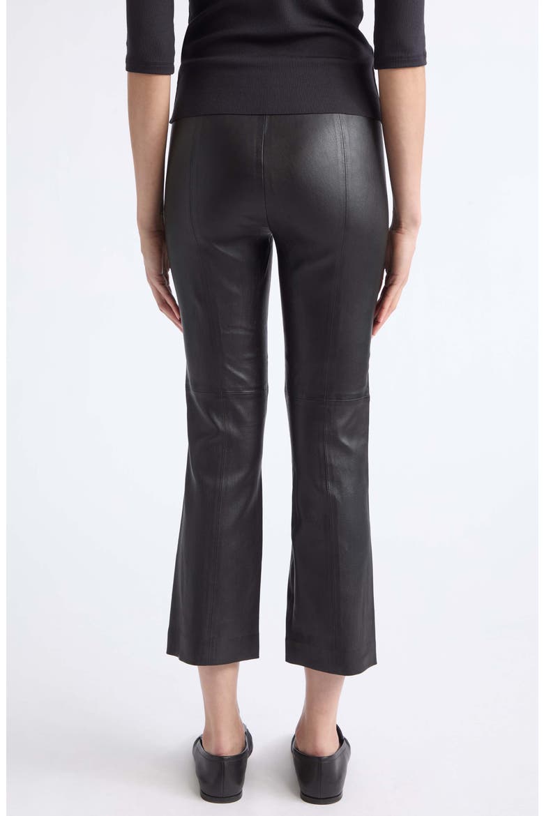 Crop Flare Stretch Leather Pants, Alternate, color, BLACK