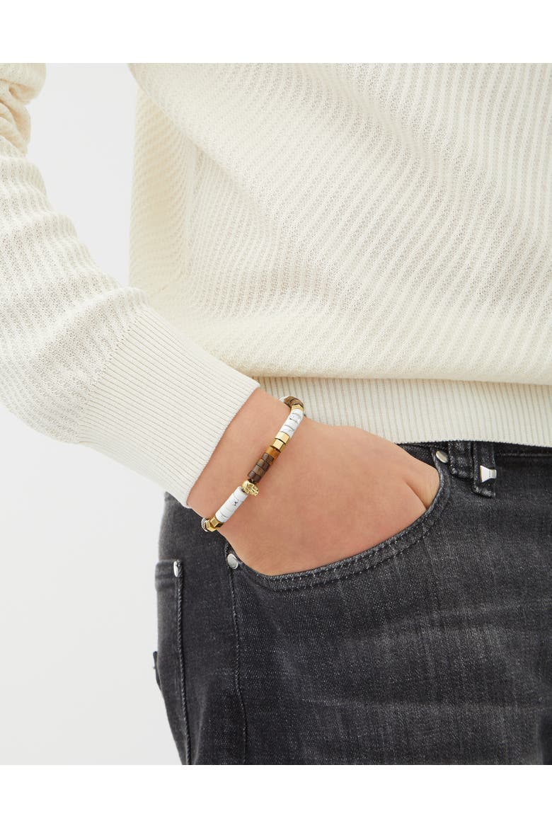 Bracelet Plein Beads Men, Alternate, color, white/brown