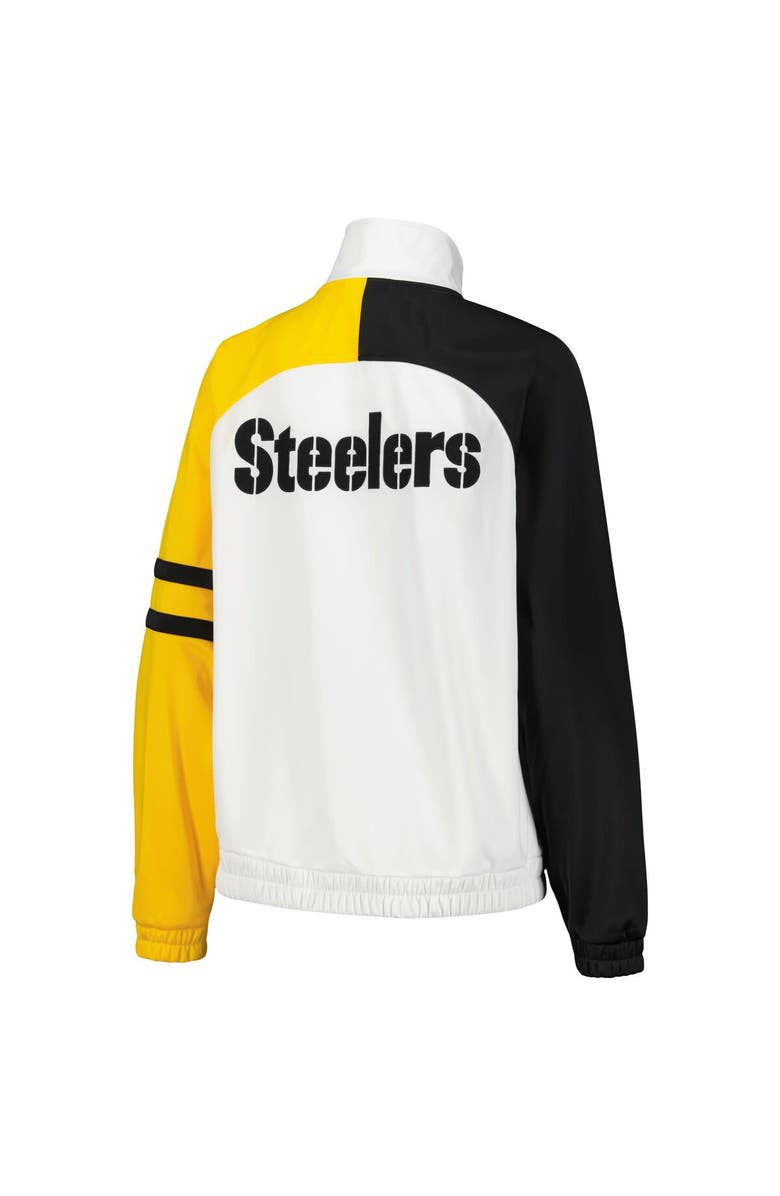 STARTER Women's Starter White Pittsburgh Steelers Curve Ball Raglan Full-Zip Track Jacket, Alternate, color, White
