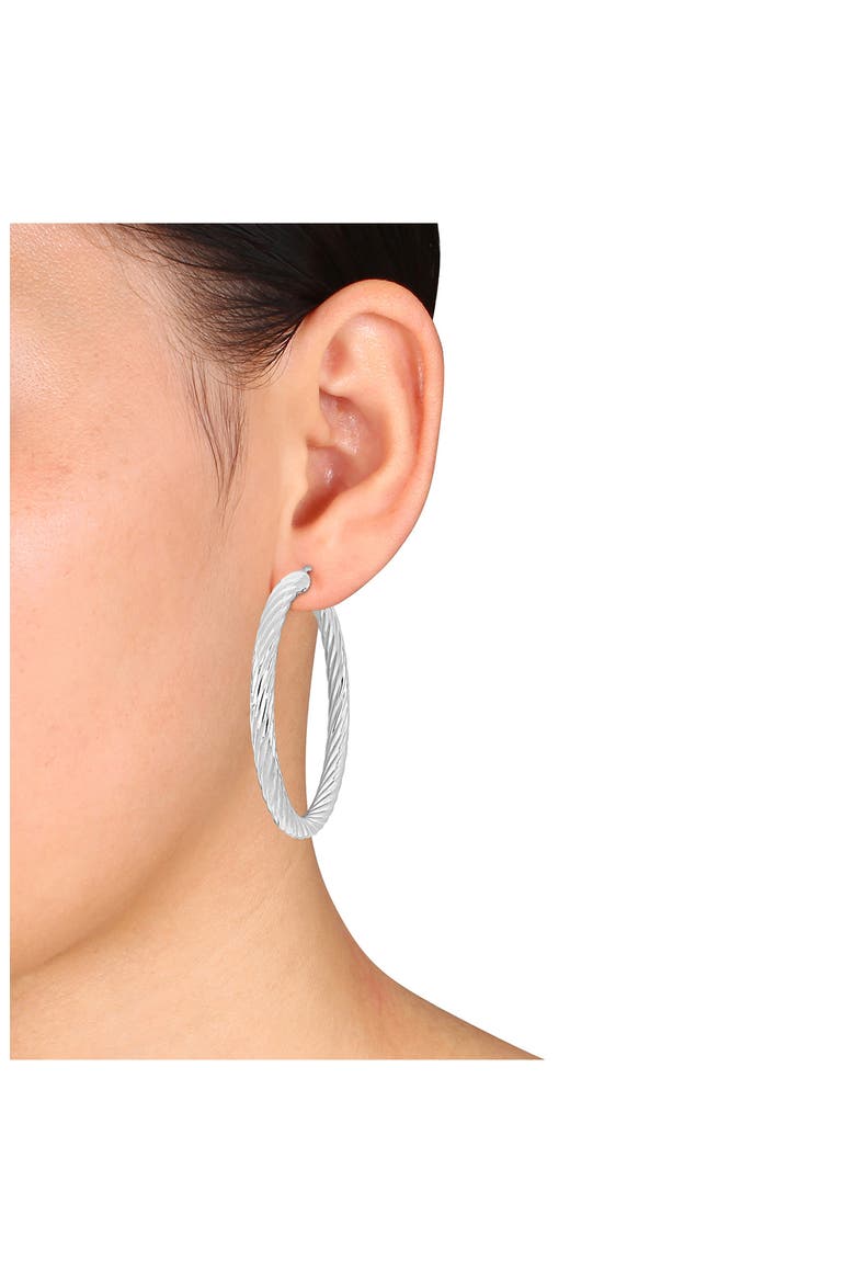 Sterling Silver Twisted Hoop Earrings, Alternate, color, SILVER