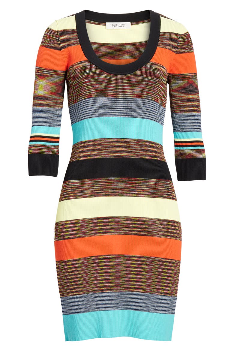 Ribbed Stripe Body-Con Sweater Dress, Alternate, color, CHERRY MULTI