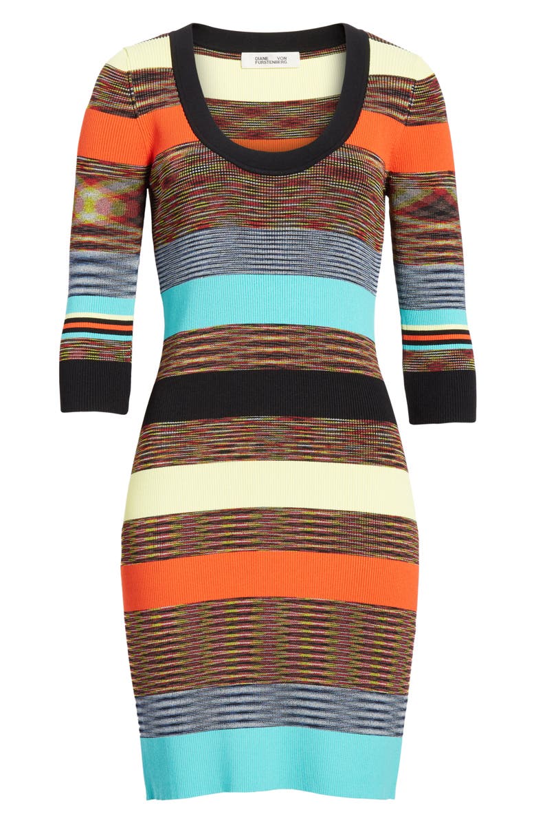 DVF Ribbed Stripe Body-Con Sweater Dress, Alternate, color, 