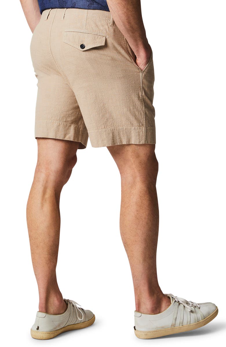 Billy Reid Flat Front Textured Cotton Shorts, Alternate, color, Khaki