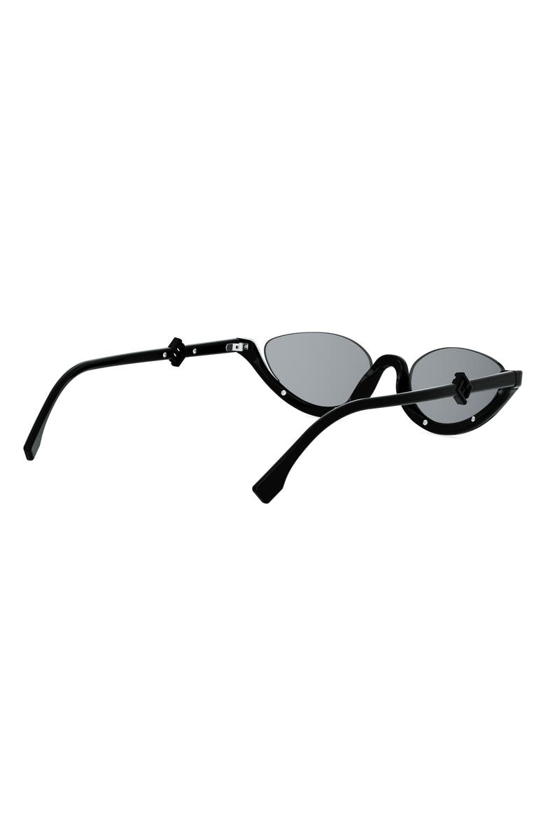 Fendi FF Diamonds 53mm Oval Sunglasses, Alternate, color, Shiny Black / Smoke