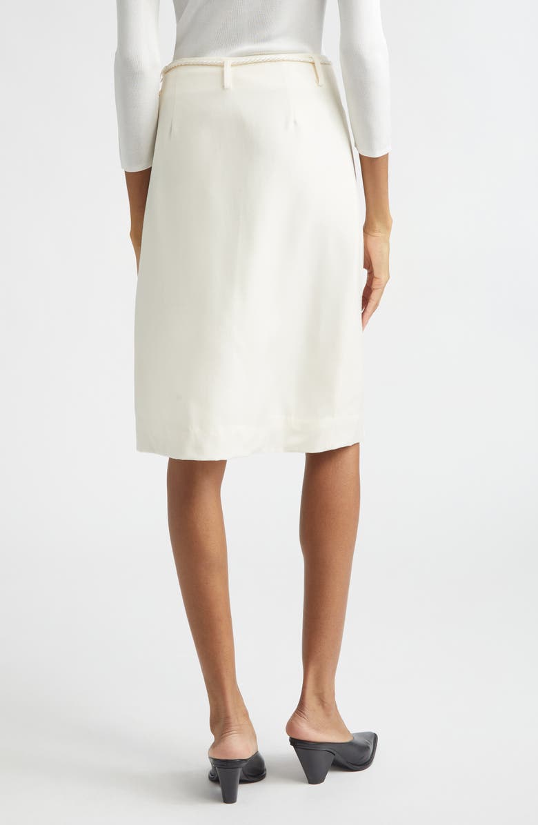 POSSE Elspeth Button Front Belted Wool Midi Skirt, Alternate, color, Cream