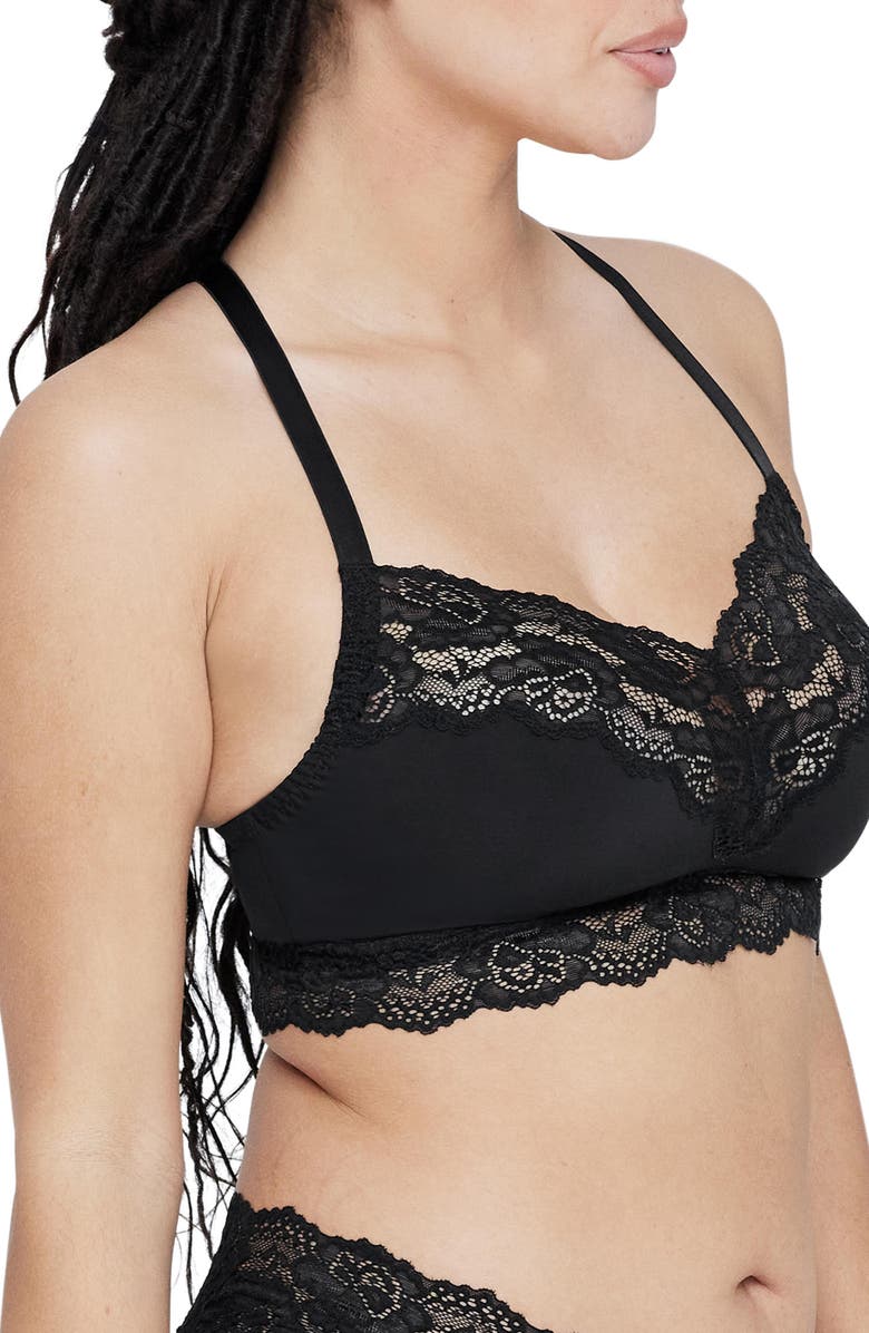 Skarlett Blue Goddess Busty Racerback Lace Bralette, Alternate, color, Black