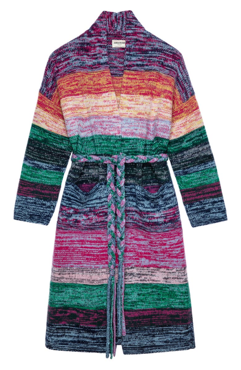 Zadig & Voltaire Allany Wews Longline Cashmere & Wool Cardigan, Alternate, color,