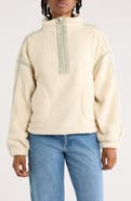 Thread & Supply Corduroy Trim Faux Shearling Half Zip Pullover