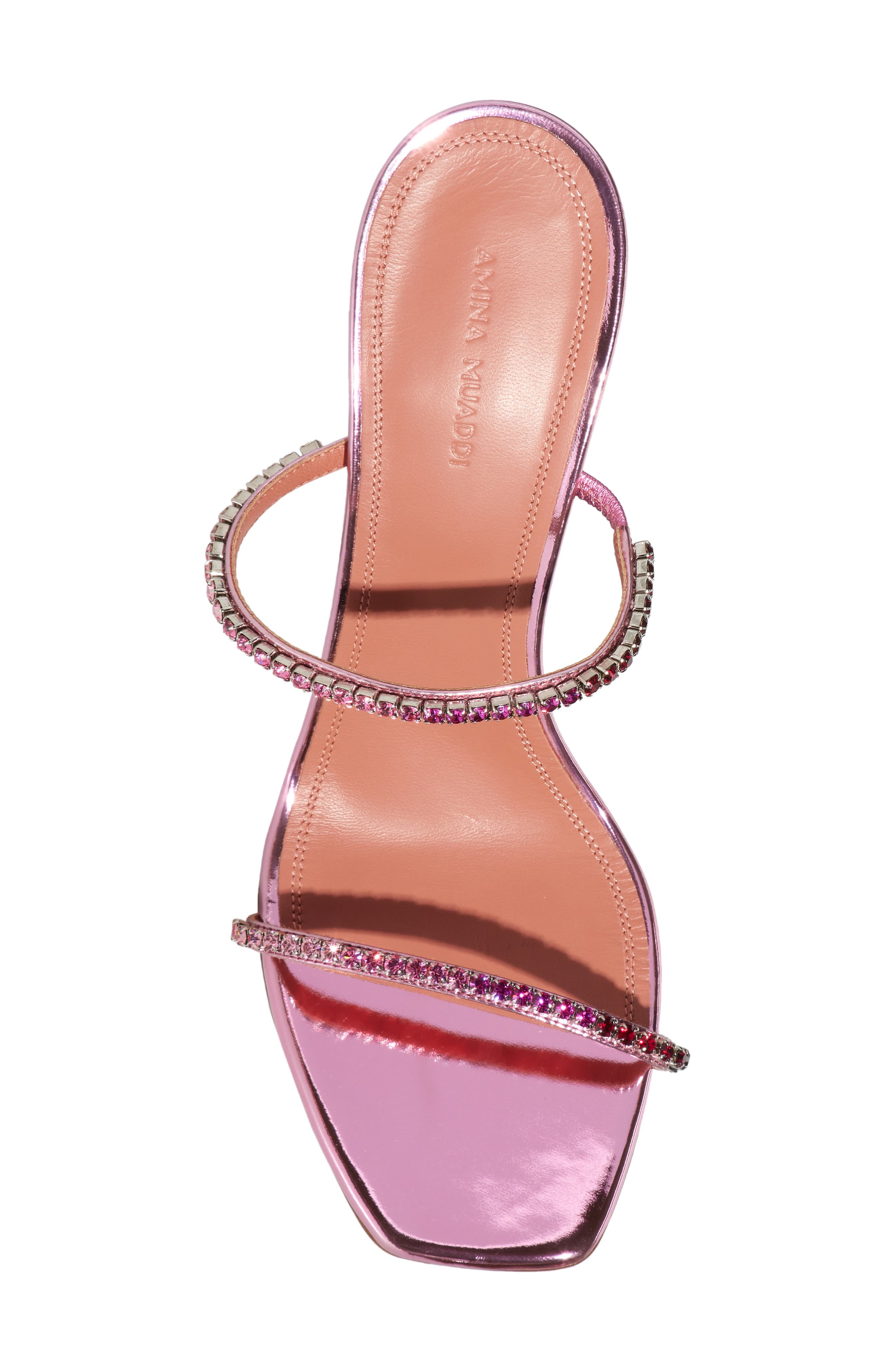 Gilda Crystal Strap Metallic Slide Sandal, Alternate, color, MIRROR ROSE PINK CRYSTALS