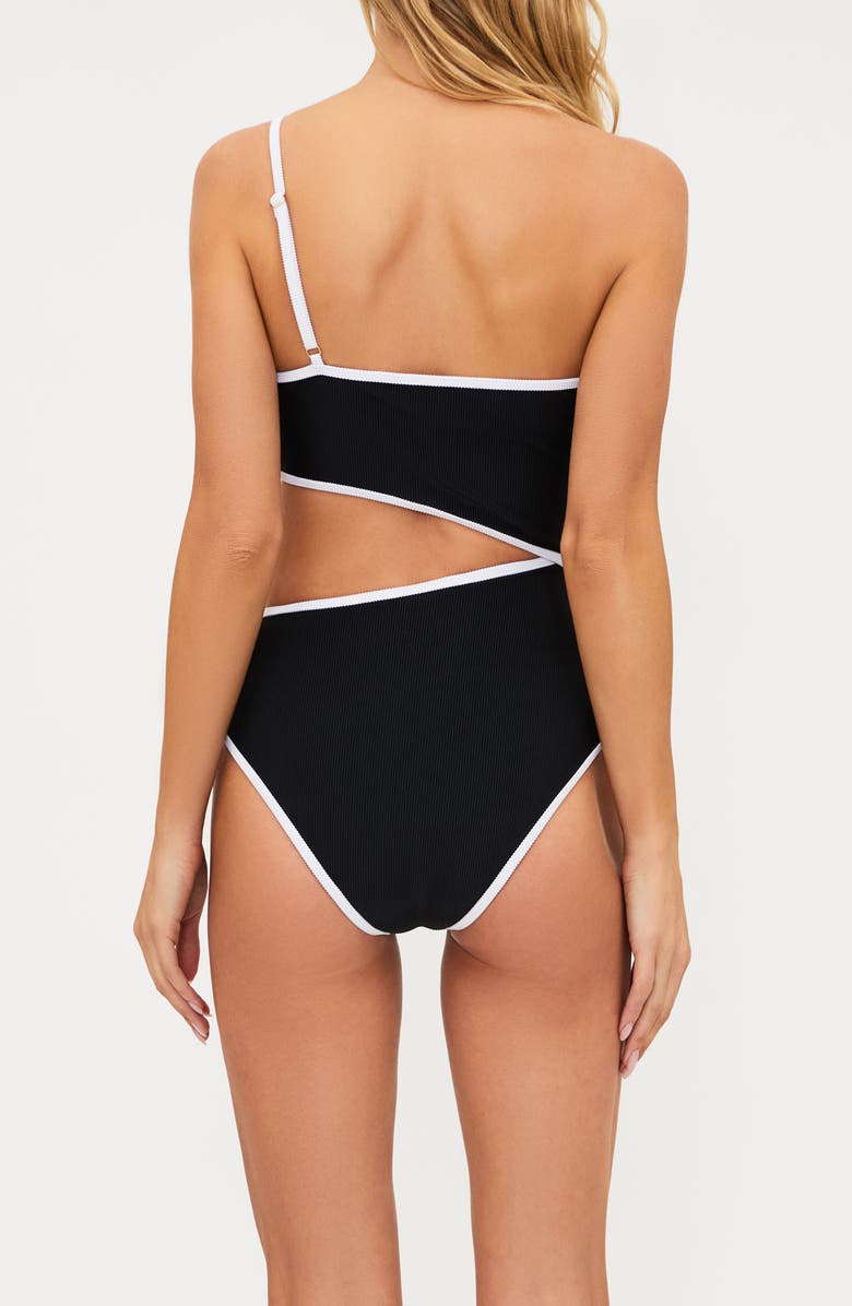 Beach Riot Liora Joyce Colorblock Cutout One-Shoulder One-Piece Swimsuit, Alternate, color, Black/ White