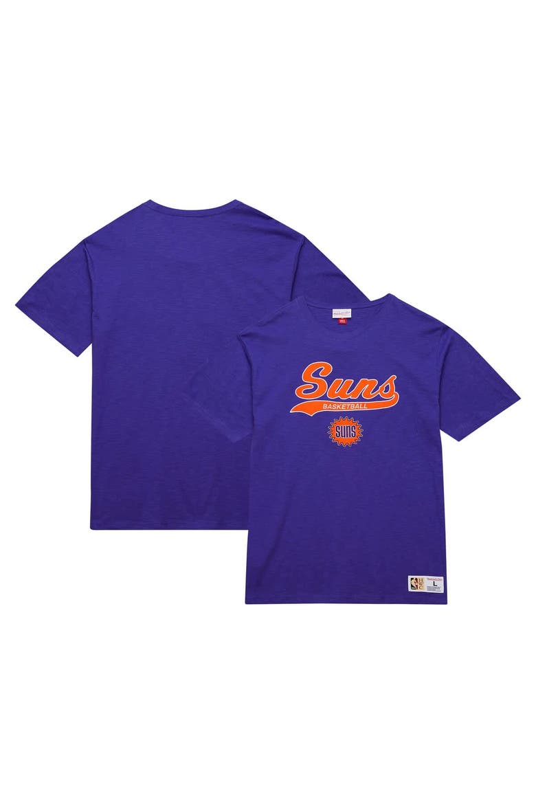 Men's Mitchell & Ness Purple Phoenix Suns Hardwood Classics Felt Applique Slub T-Shirt, Main, color, Purple