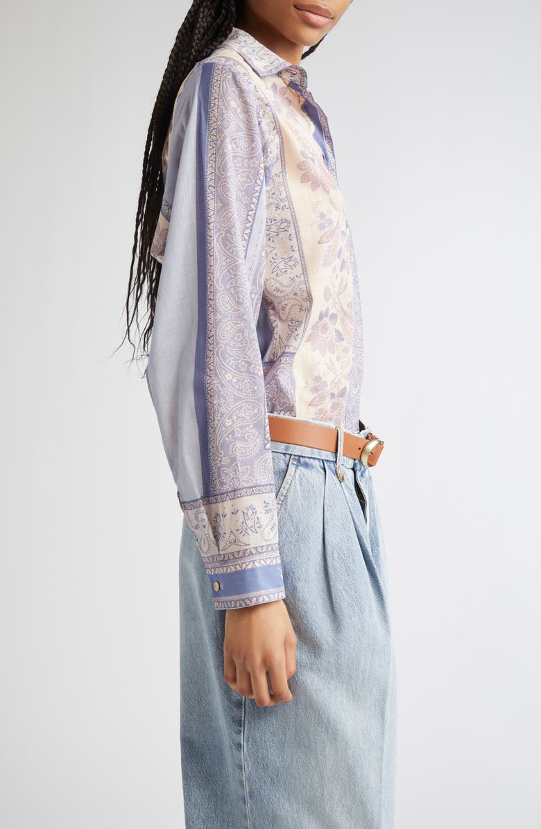 Zimmermann Lucky Bandana Print Relaxed Cotton Button-Up Shirt, Alternate, color, Blue Bandana