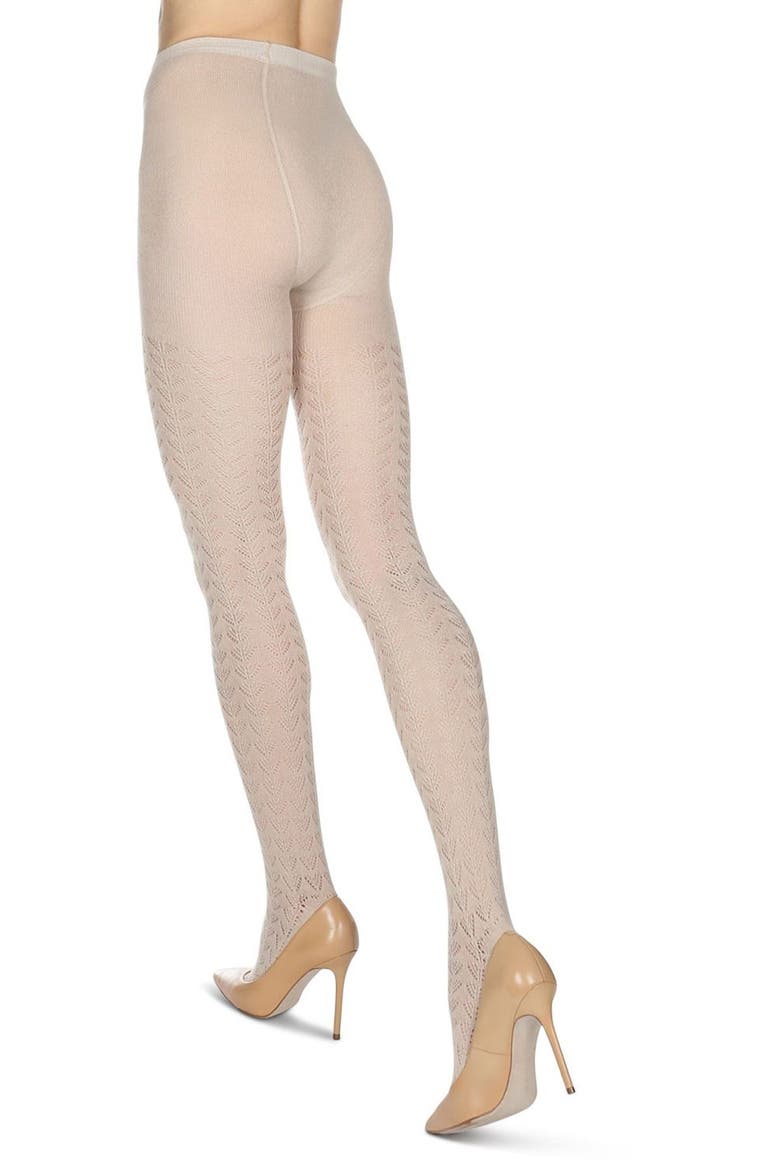 Pelerine Pointelle Sweater Tights, Alternate, color, LATTE