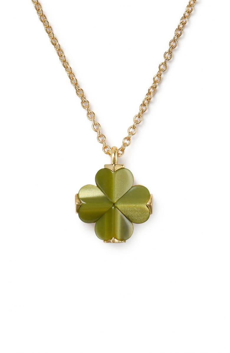 Kate Spade New York mini spade flower pendant necklace, Main, color, Light Green
